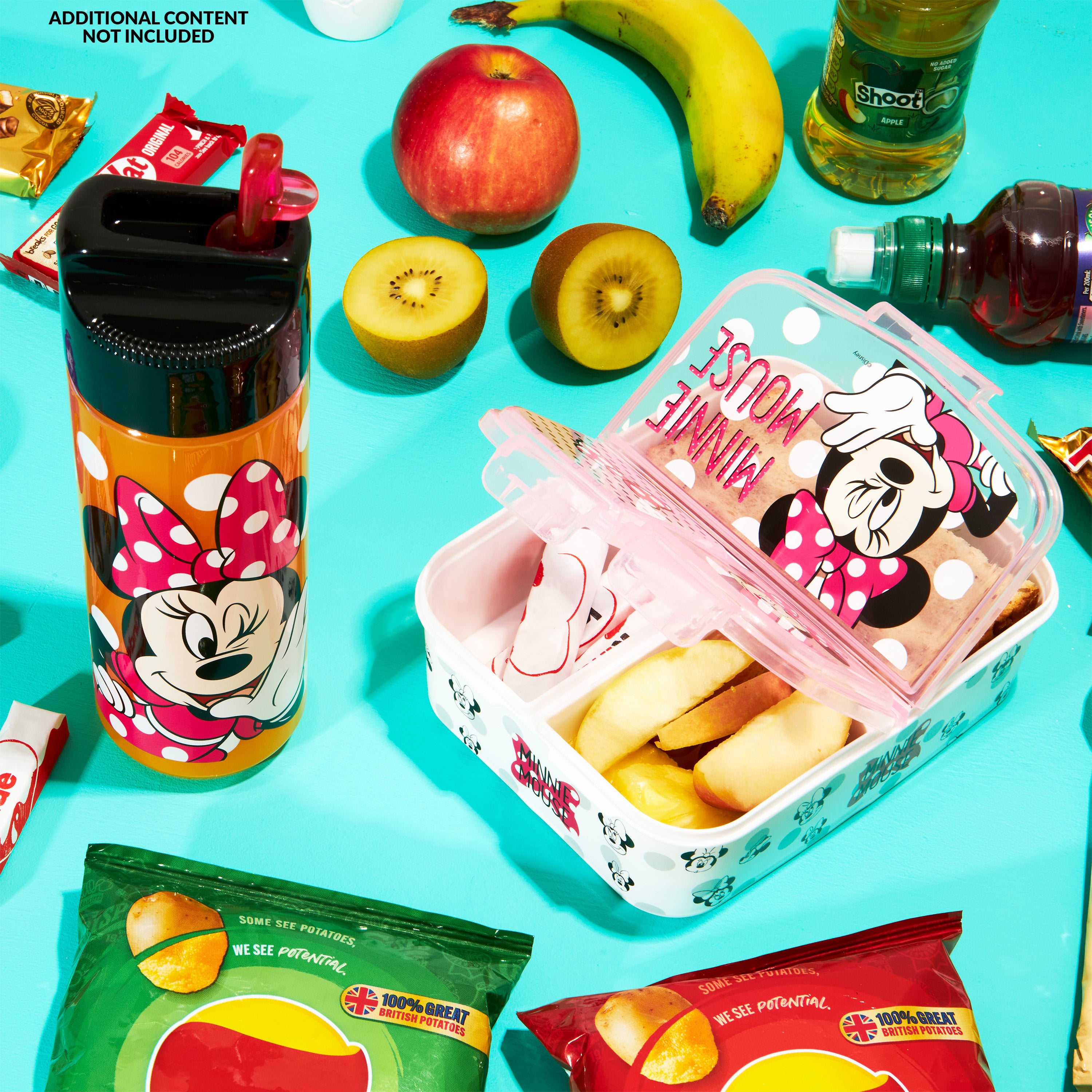 Disney Minnie Mouse Kids Lunchbox with Compartments and Water Bottle with Straw (Pink) - Get Trend