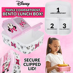 Disney Minnie Mouse Kids Lunchbox with Compartments and Water Bottle with Straw (Pink) - Get Trend