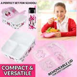 Disney Minnie Mouse Kids Lunchbox with Compartments and Water Bottle with Straw (Pink) - Get Trend