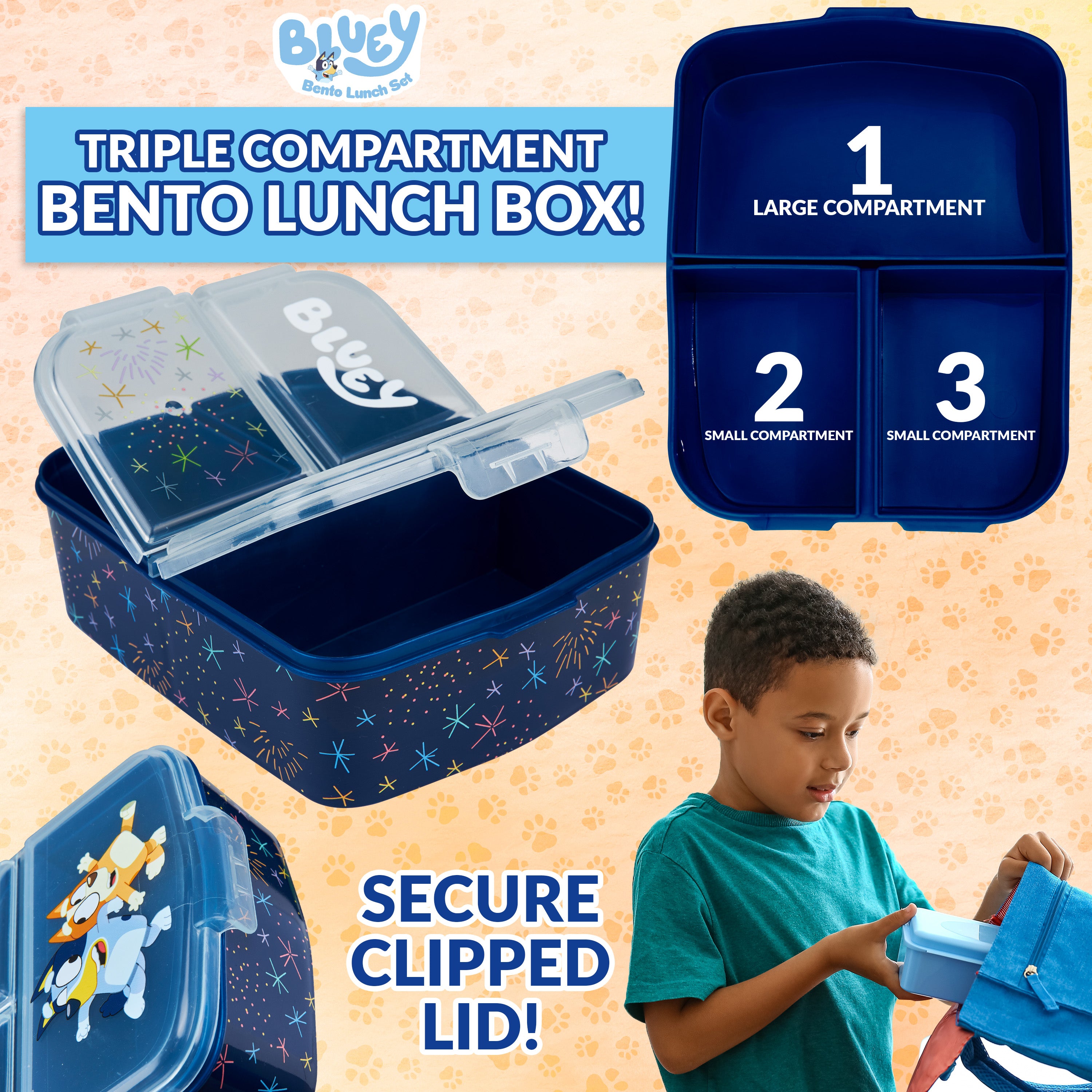 Bluey Kids Lunchbox with Compartments and Water Bottle for Preschool, Nursery - Get Trend