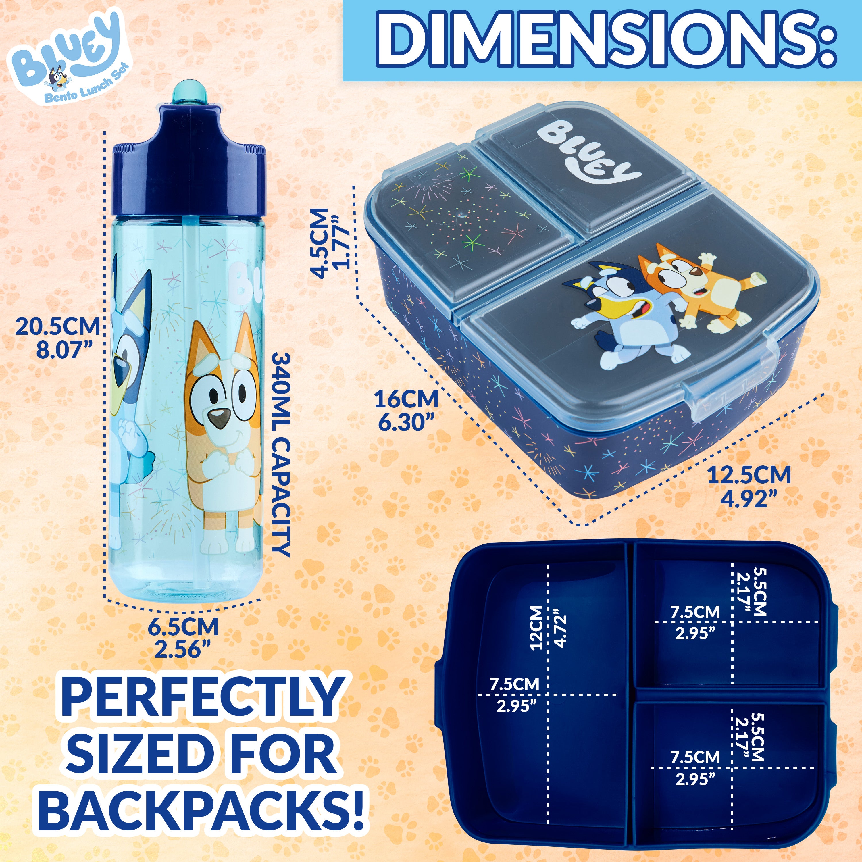 Bluey Kids Lunchbox with Compartments and Water Bottle for Preschool, Nursery - Get Trend