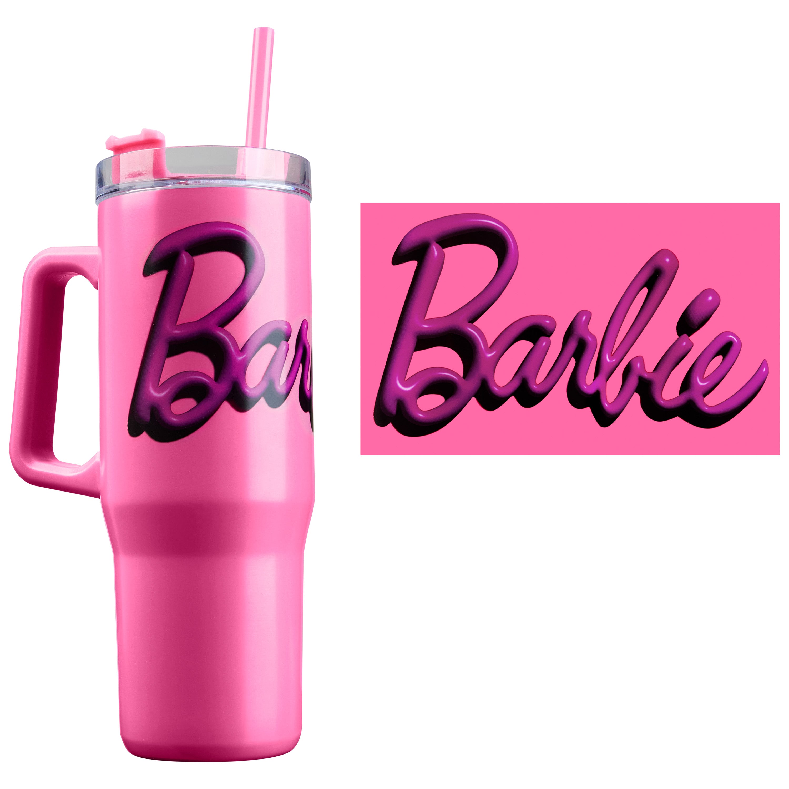 Barbie Insulated Tumbler Travel Mug 940ml/33oz Water Bottle with Straw & Handle Thermal Double Wall Vacuum Insulation Drinks Cold Up to 17Hrs, Hot Up to 8Hrs, 45Hrs Ice - Get Trend