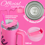 Barbie Insulated Tumbler Travel Mug 940ml/33oz Water Bottle with Straw & Handle Thermal Double Wall Vacuum Insulation Drinks Cold Up to 17Hrs, Hot Up to 8Hrs, 45Hrs Ice - Get Trend