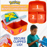Pokemon Kids Lunchbox with Compartments and Water Bottle for School or Day Trips - Get Trend