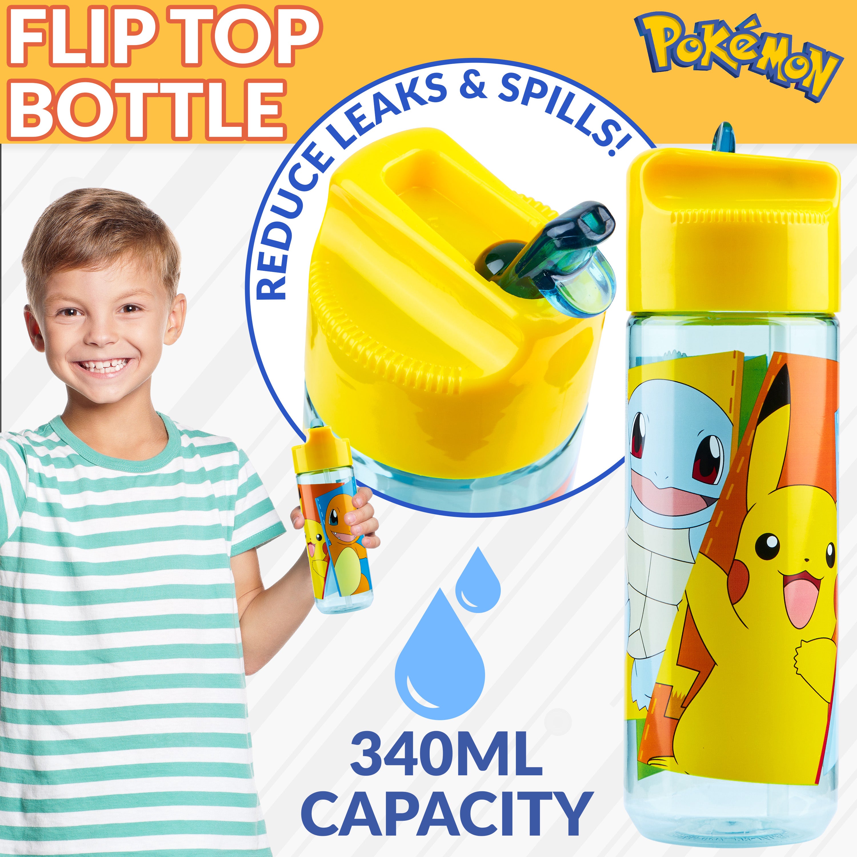 Pokemon Kids Lunchbox with Compartments and Water Bottle for School or Day Trips - Get Trend