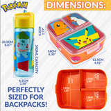 Pokemon Kids Lunchbox with Compartments and Water Bottle for School or Day Trips - Get Trend