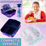 Disney Stitch Kids Lunchbox with Compartments and Water Bottle for School (Blue/Purple) - Get Trend