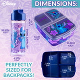 Disney Stitch Kids Lunchbox with Compartments and Water Bottle for School (Blue/Purple) - Get Trend