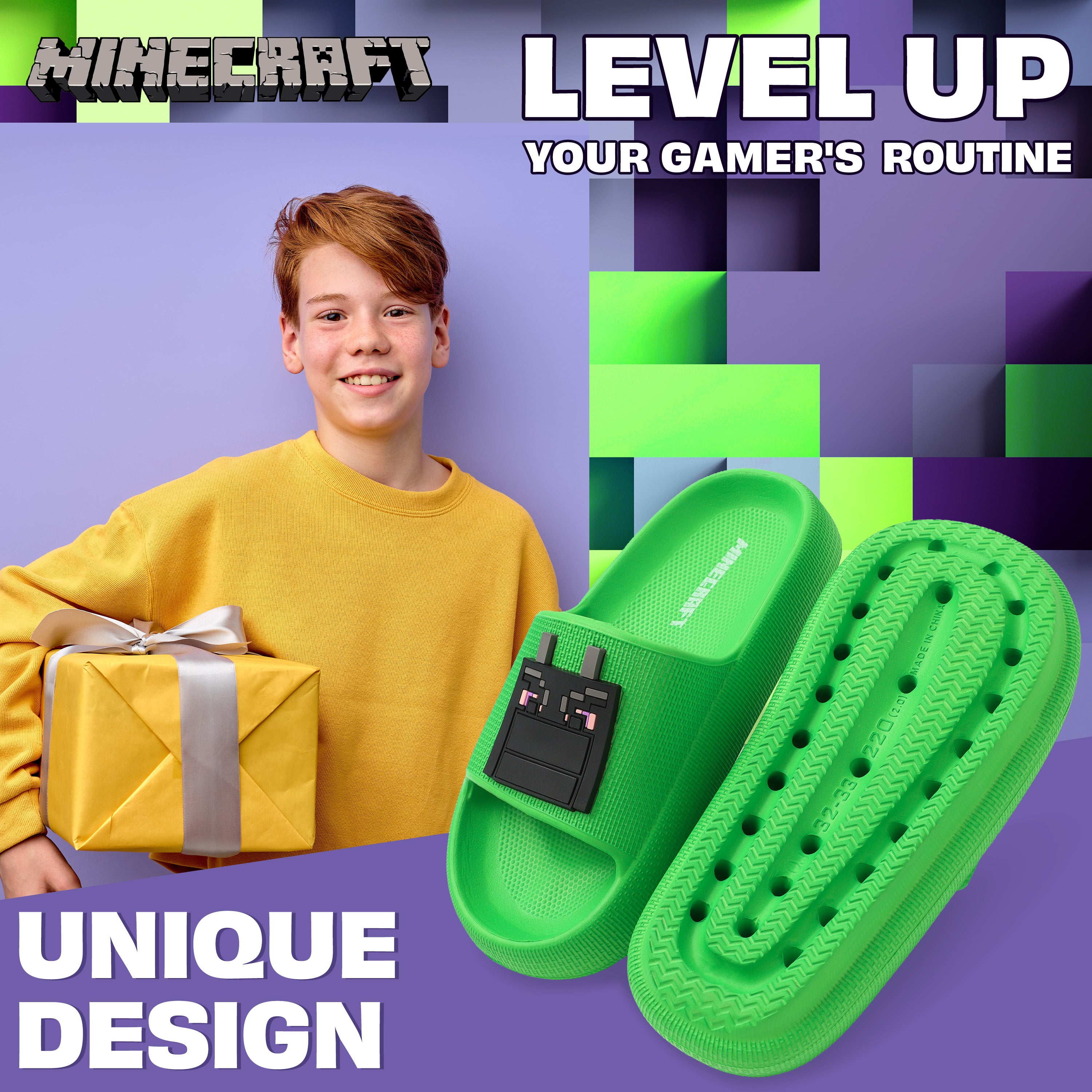 Minecraft Boys Sliders or Flip Flops for Beach and Pool - Boys Gifts - Get Trend