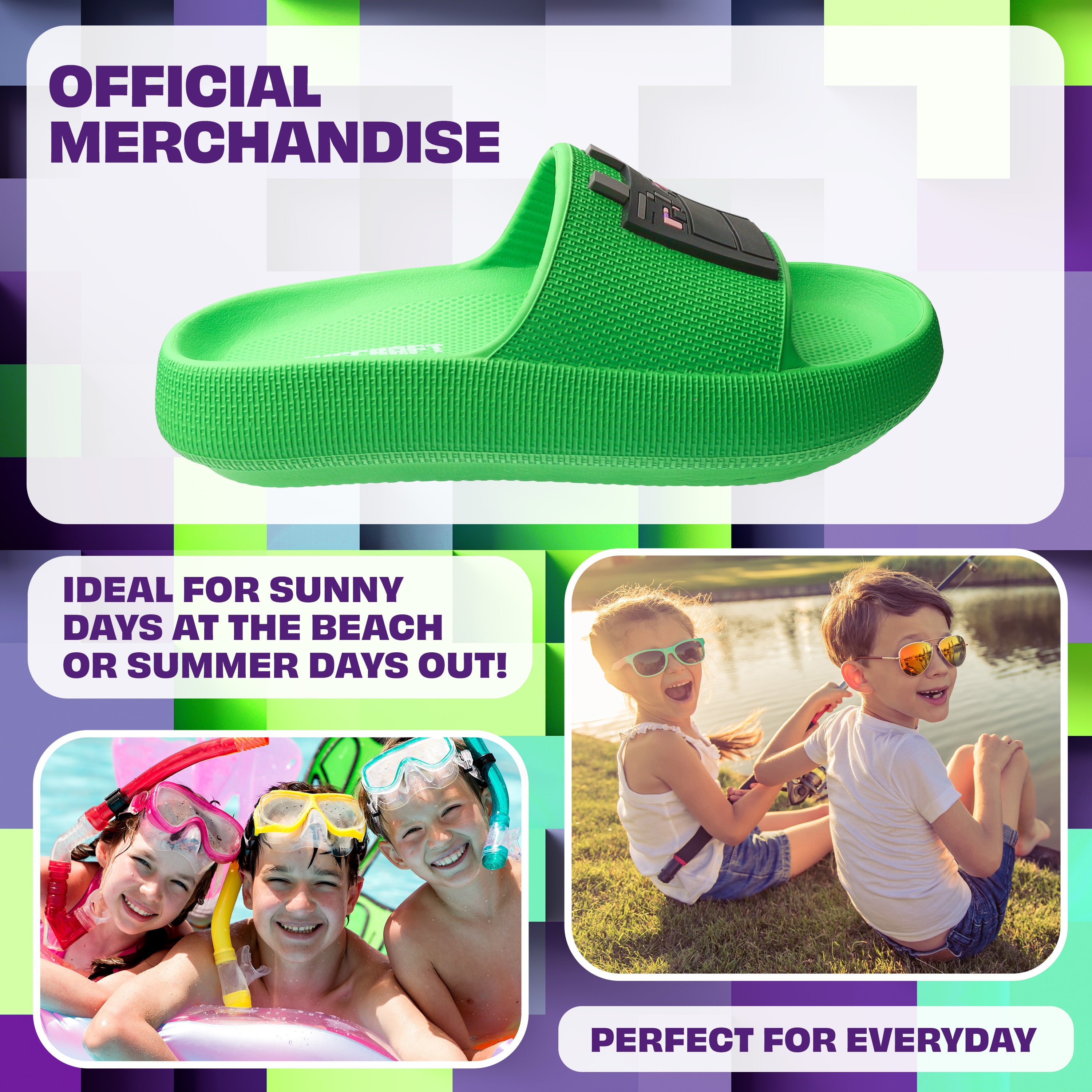 Minecraft Boys Sliders or Flip Flops for Beach and Pool - Boys Gifts - Get Trend