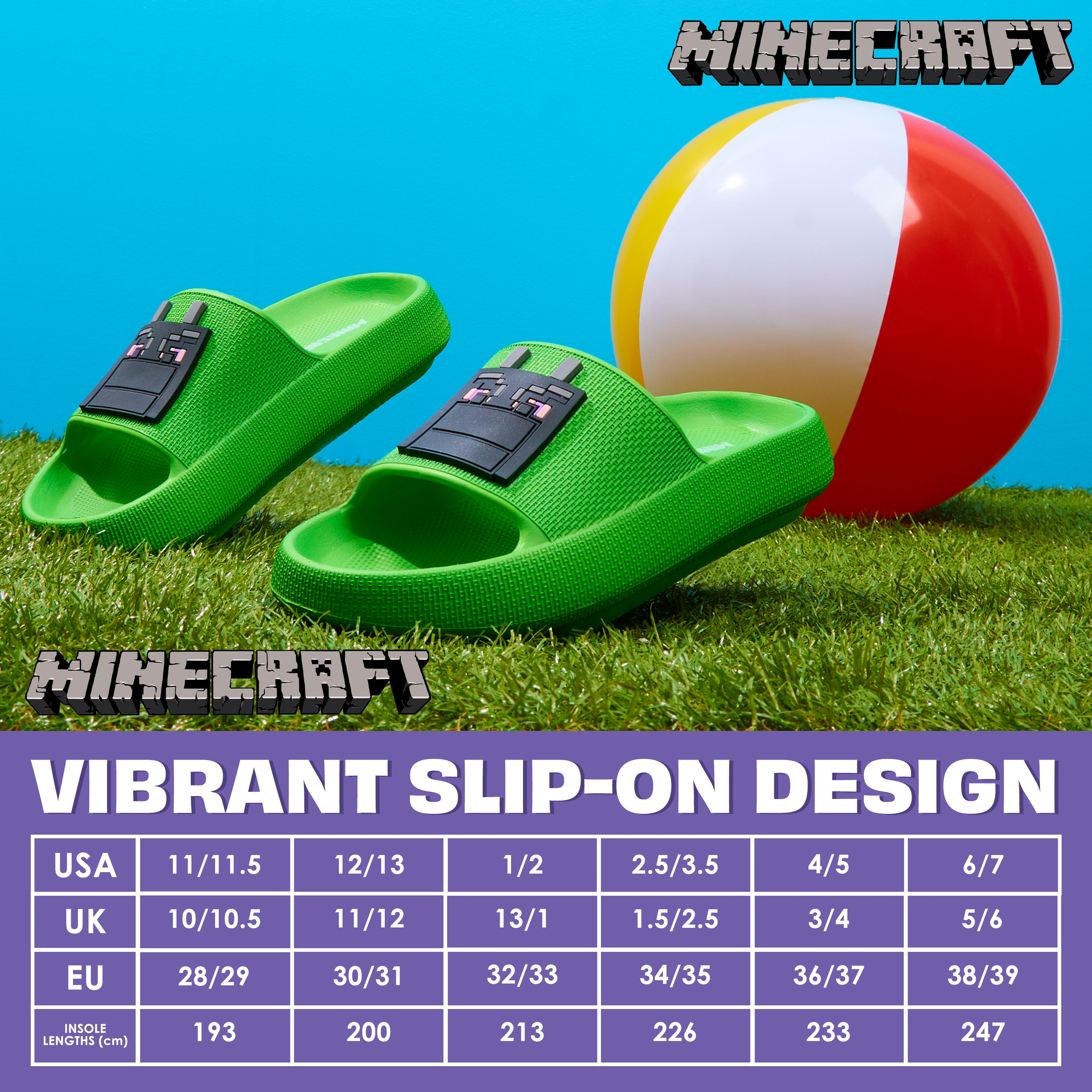 Minecraft Boys Sliders or Flip Flops for Beach and Pool - Boys Gifts - Get Trend