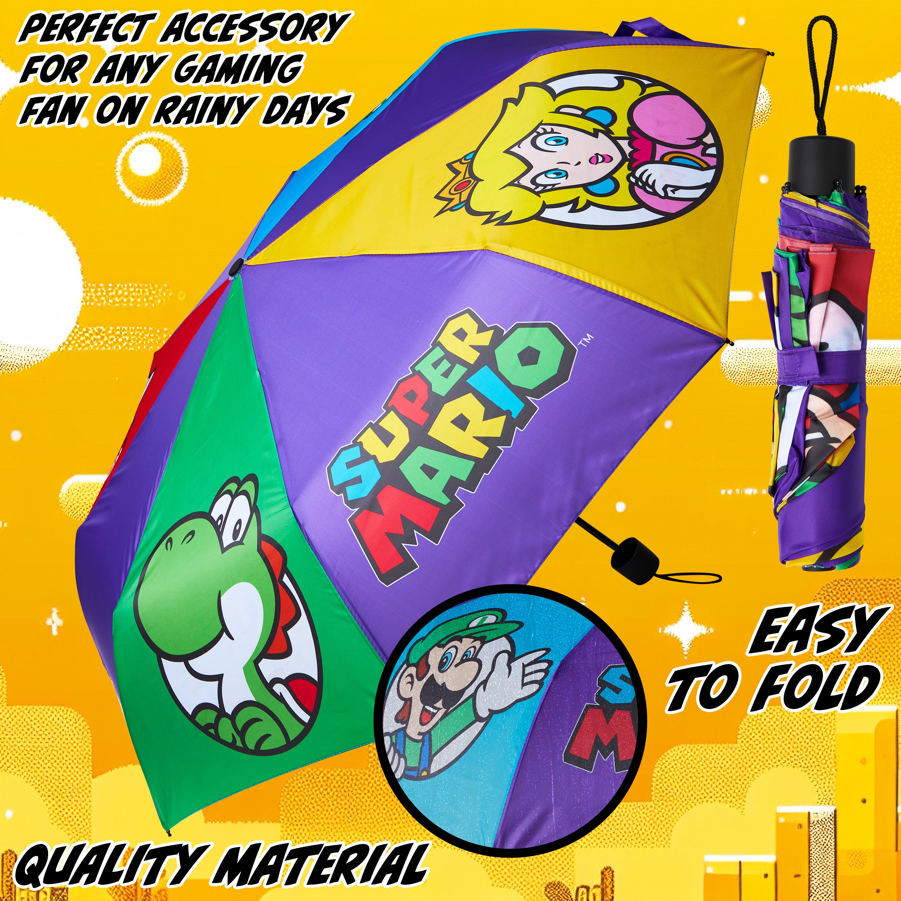 Super Mario Folding Umbrella, Telescopic Lightweight Umbrella - Travel Accessories - Get Trend