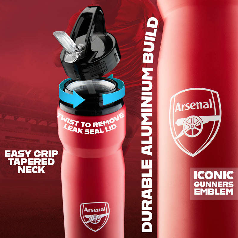 Arsenal F.C. Water Bottle with Straw - Metal Water Bottle for Football Fans - Get Trend
