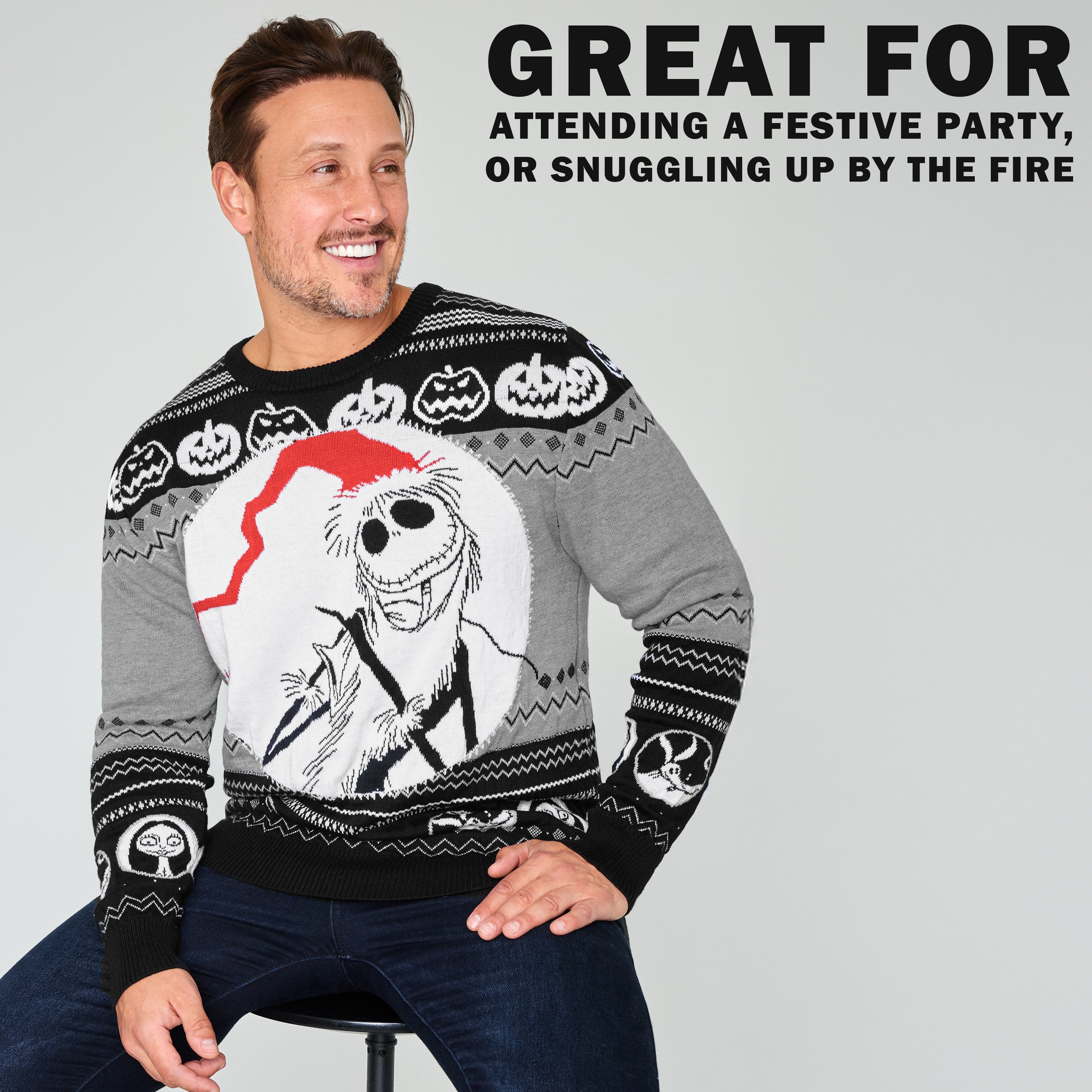 Disney Mens Christmas Jumper Crew Neck with Long Sleeves, Warm Cosy Xmas Jumper - Gifts for Men - Get Trend