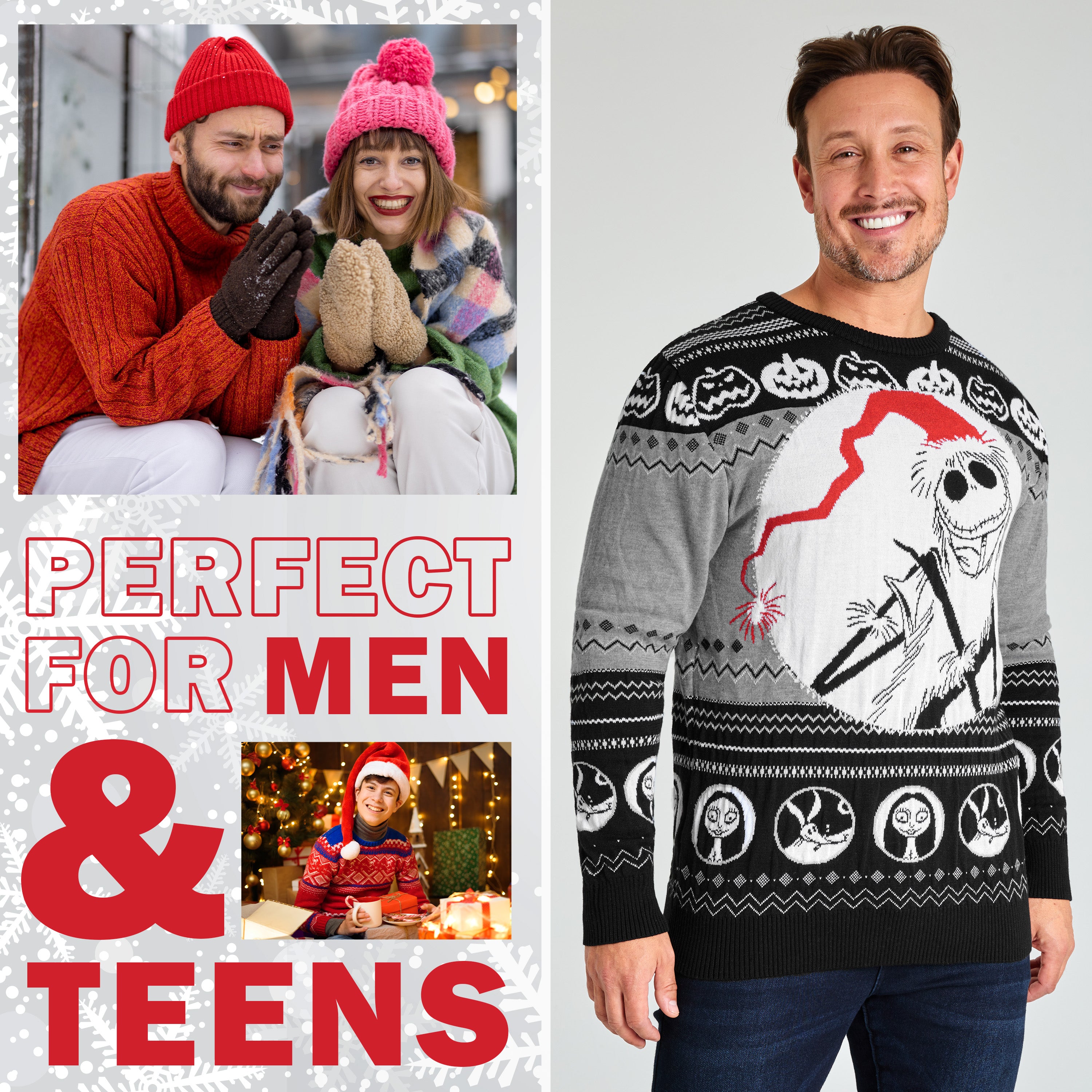 Disney Mens Christmas Jumper Crew Neck with Long Sleeves, Warm Cosy Xmas Jumper - Gifts for Men - Get Trend