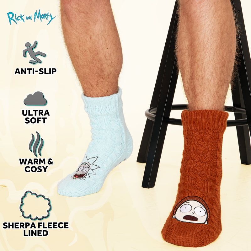 RICK AND MORTY Fluffy Socks for Men  - Rust & Blue - Get Trend