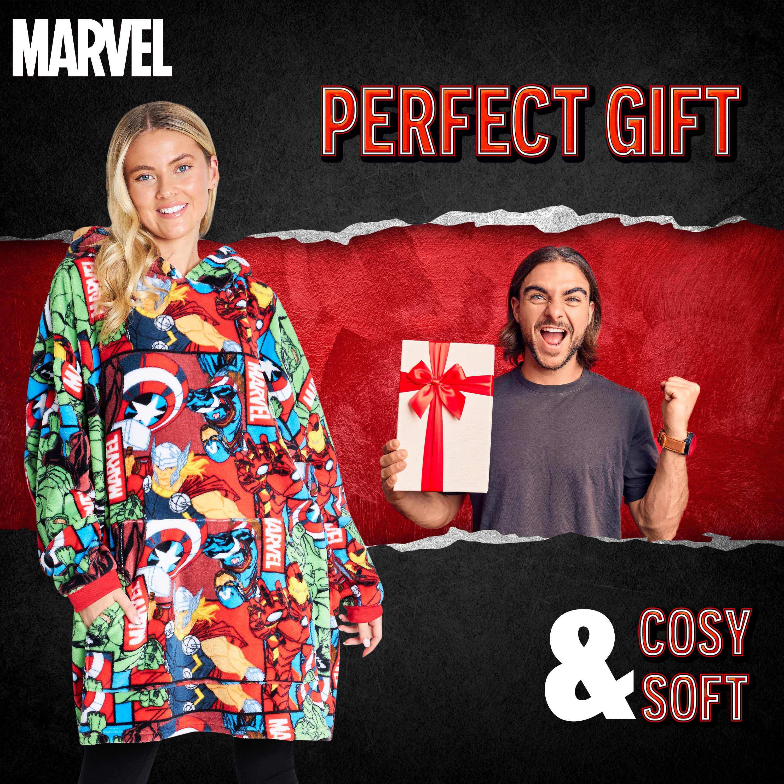 Marvel Oversized Hoodie Blanket for Men -  Marvel AOP - Get Trend
