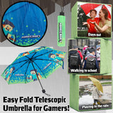 Minecraft Telescopic Umbrella - Folding Umbrella Lightweight for Travel School - Get Trend