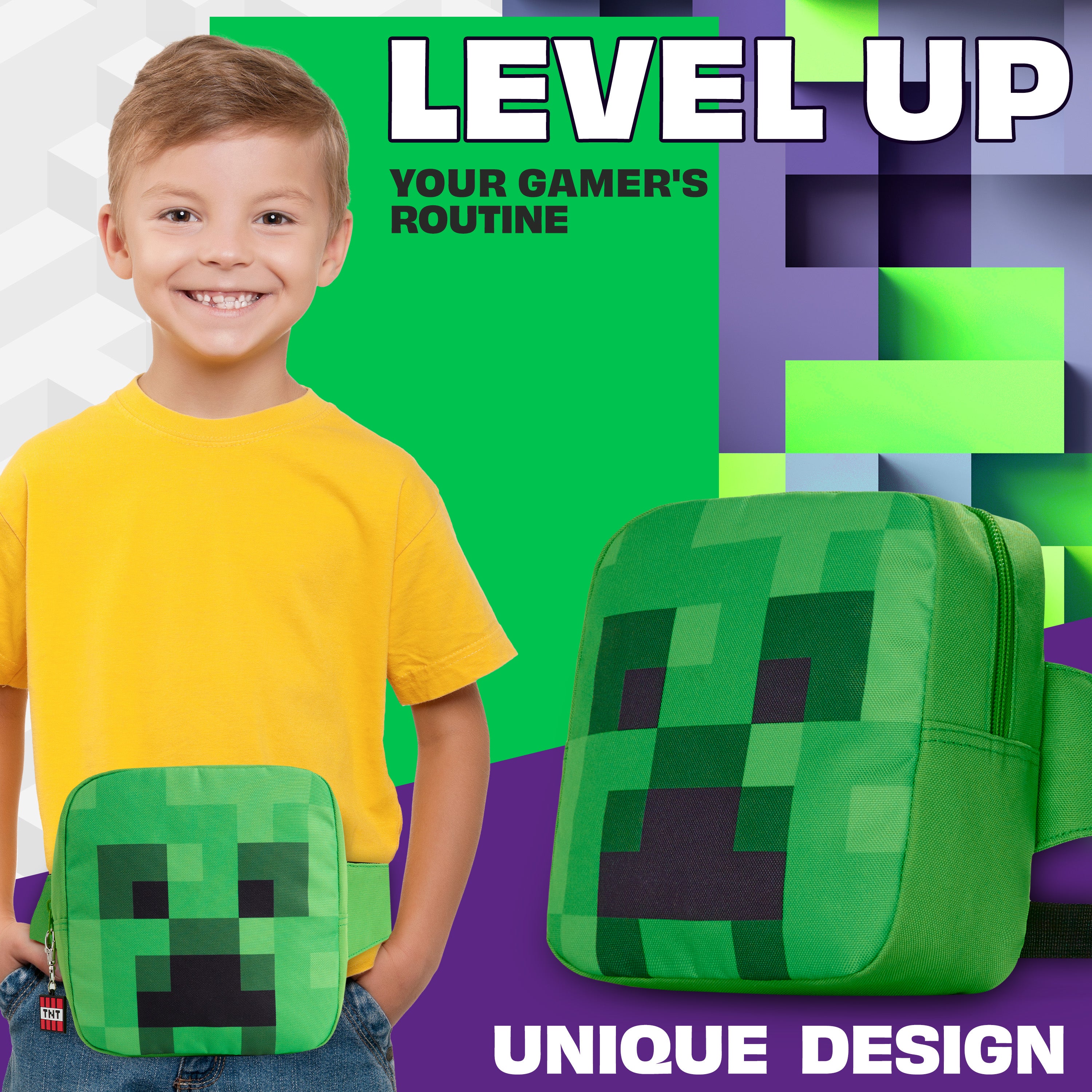 Minecraft Boys Waist Pack with Adjustable Strap, Creeper Travel Bag - Gamer Gifts (Green) - Get Trend
