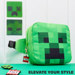 Minecraft Boys Waist Pack with Adjustable Strap, Creeper Travel Bag - Gamer Gifts (Green) - Get Trend