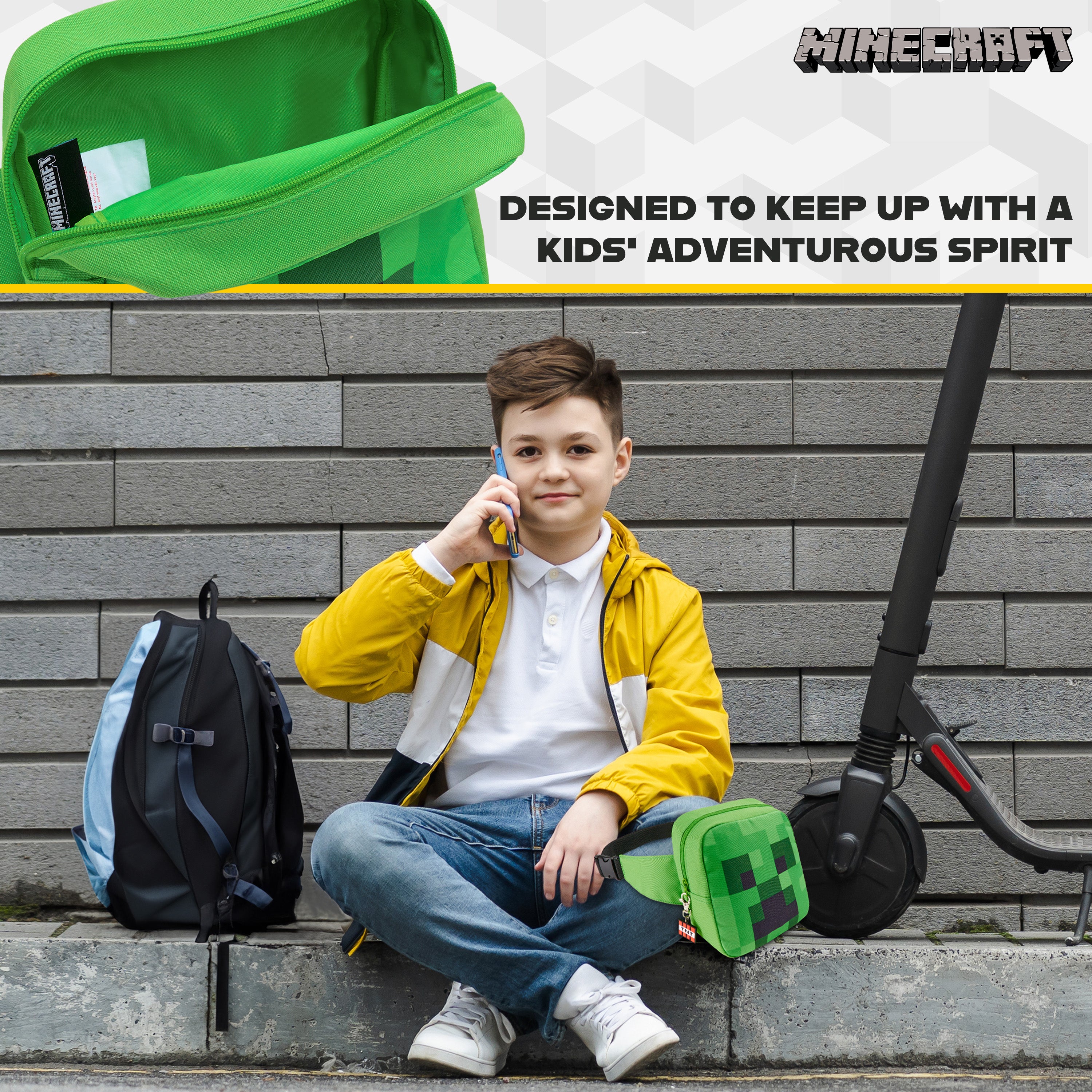 Minecraft Boys Waist Pack with Adjustable Strap, Creeper Travel Bag - Gamer Gifts (Green) - Get Trend