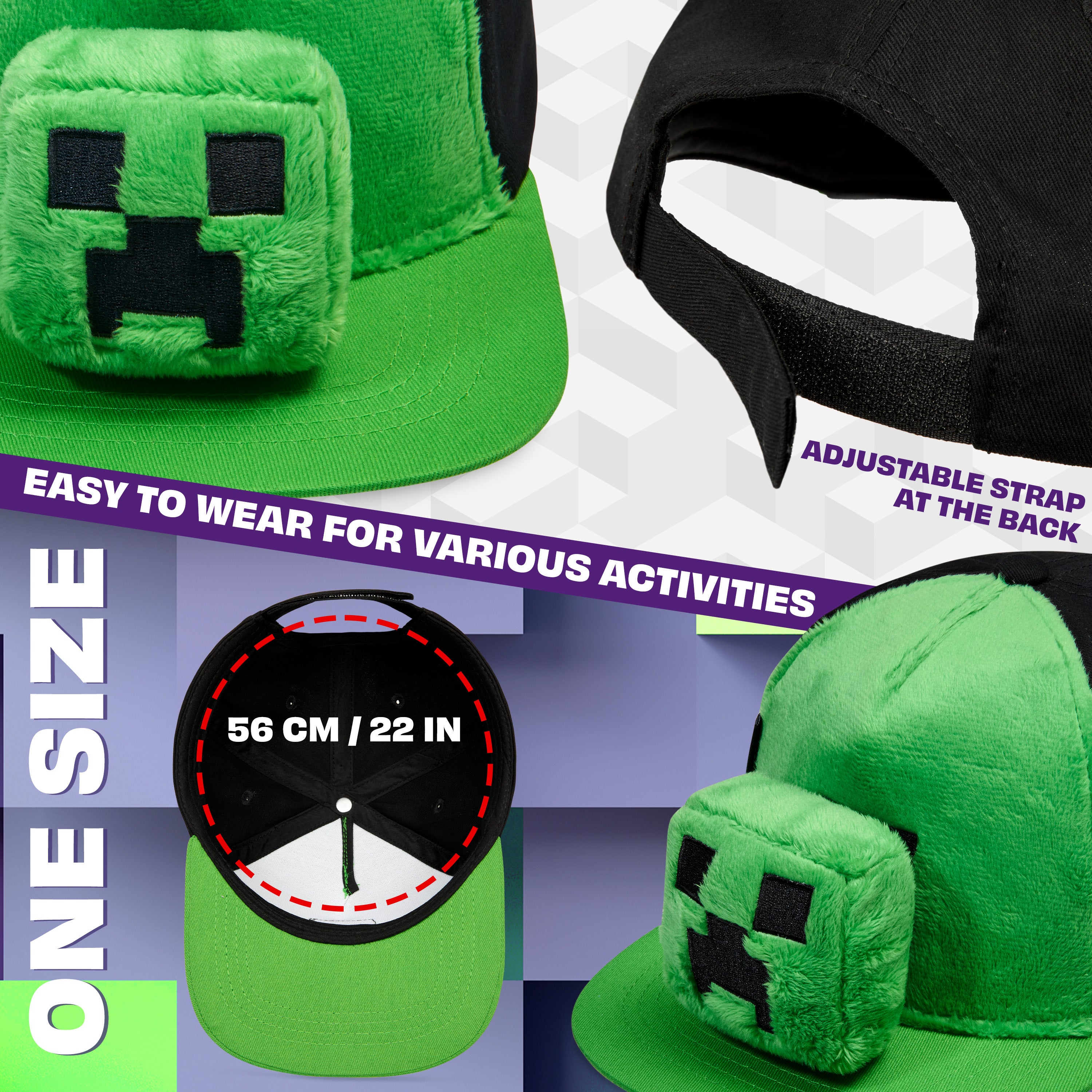 Minecraft Boys Baseball Cap with Removable Plush Accessory - Gamer Gifts - Get Trend