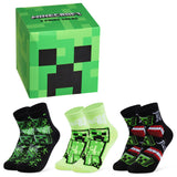 Minecraft Boys Calf Length Socks, Soft Breathable Creeper Everyday Sports School Socks Multipack - Gifts for Gamers - Get Trend