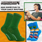 Minecraft Boys Calf Length Socks, Soft Breathable Creeper Everyday Sports School Socks Multipack - Gifts for Gamers - Get Trend