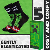Minecraft Boys Calf Length Socks, Soft Breathable Creeper Everyday Sports School Socks Multipack - Gifts for Gamers - Get Trend