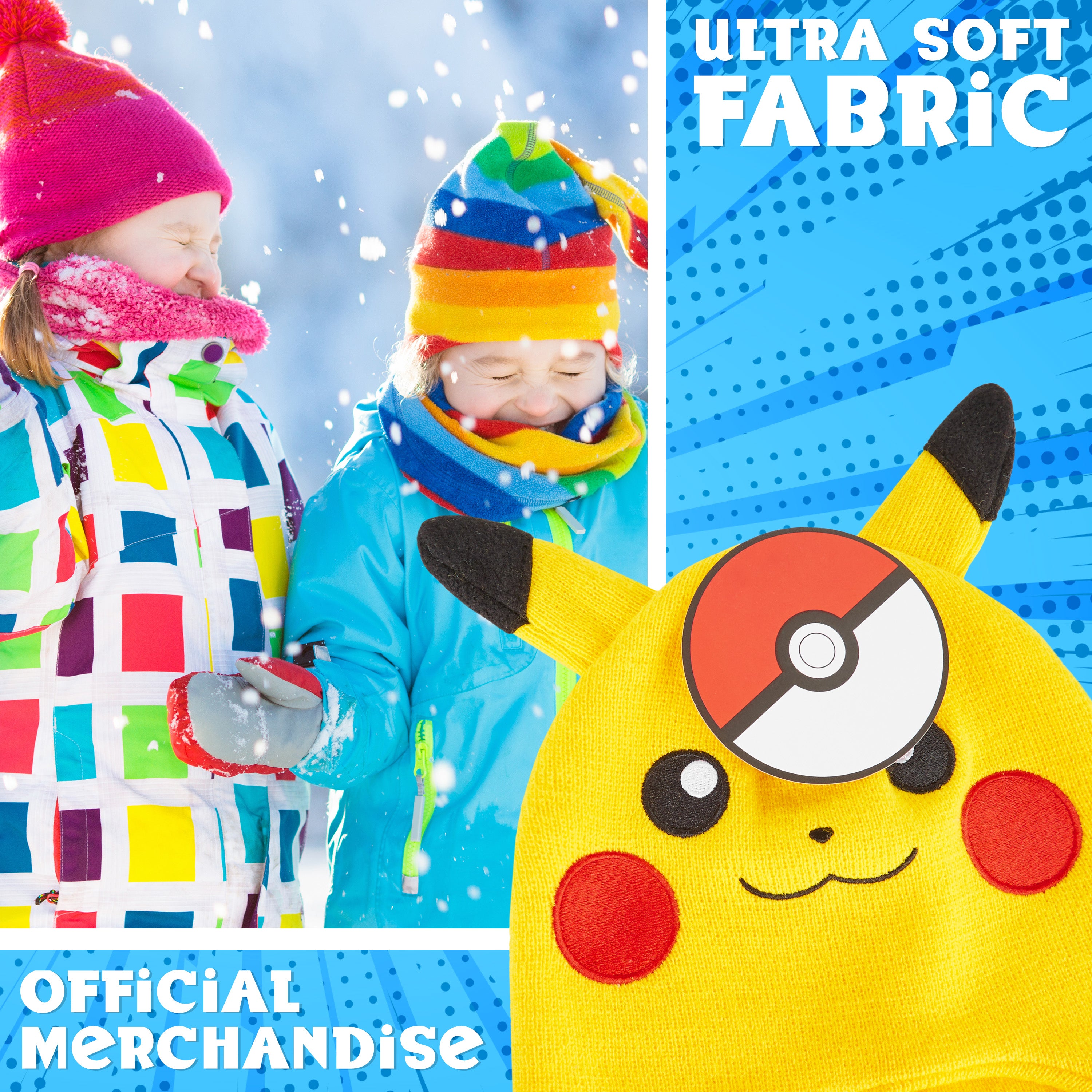 Pokemon Beanie Hat for Kids - Warm Cosy Knitted Winter Hats for Kids One Size - Anime Gifts for Kids - Get Trend