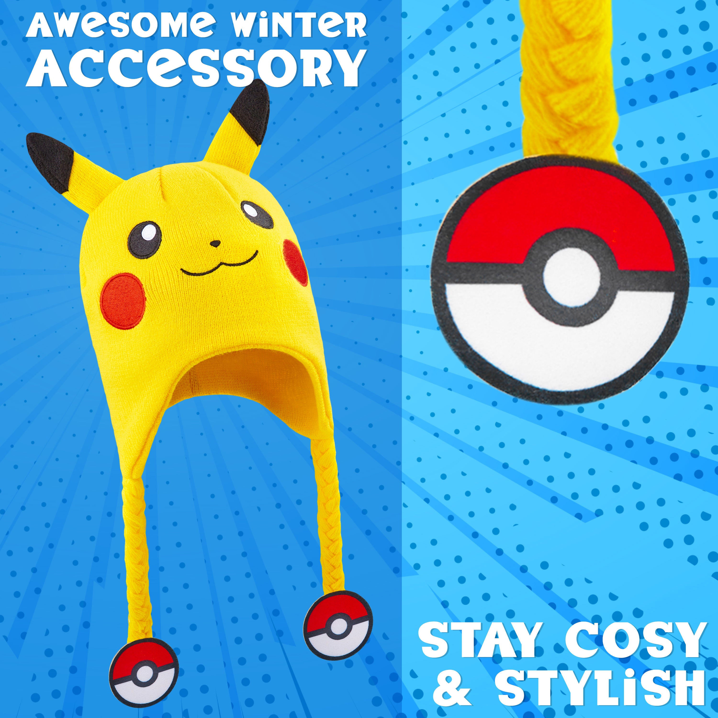 Pokemon Beanie Hat for Kids - Warm Cosy Knitted Winter Hats for Kids One Size - Anime Gifts for Kids - Get Trend
