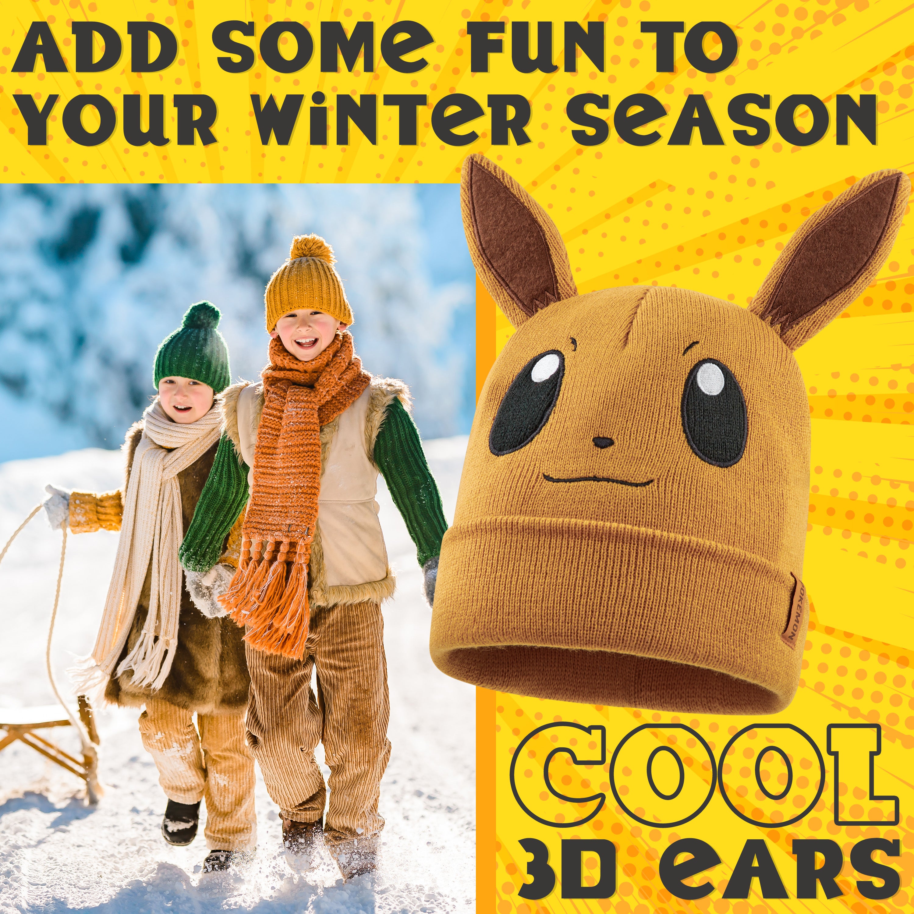 Pokemon Beanie Hat for Kids - Warm Cosy Knitted Winter Hats for Kids One Size - Anime Gifts for Kids - Get Trend