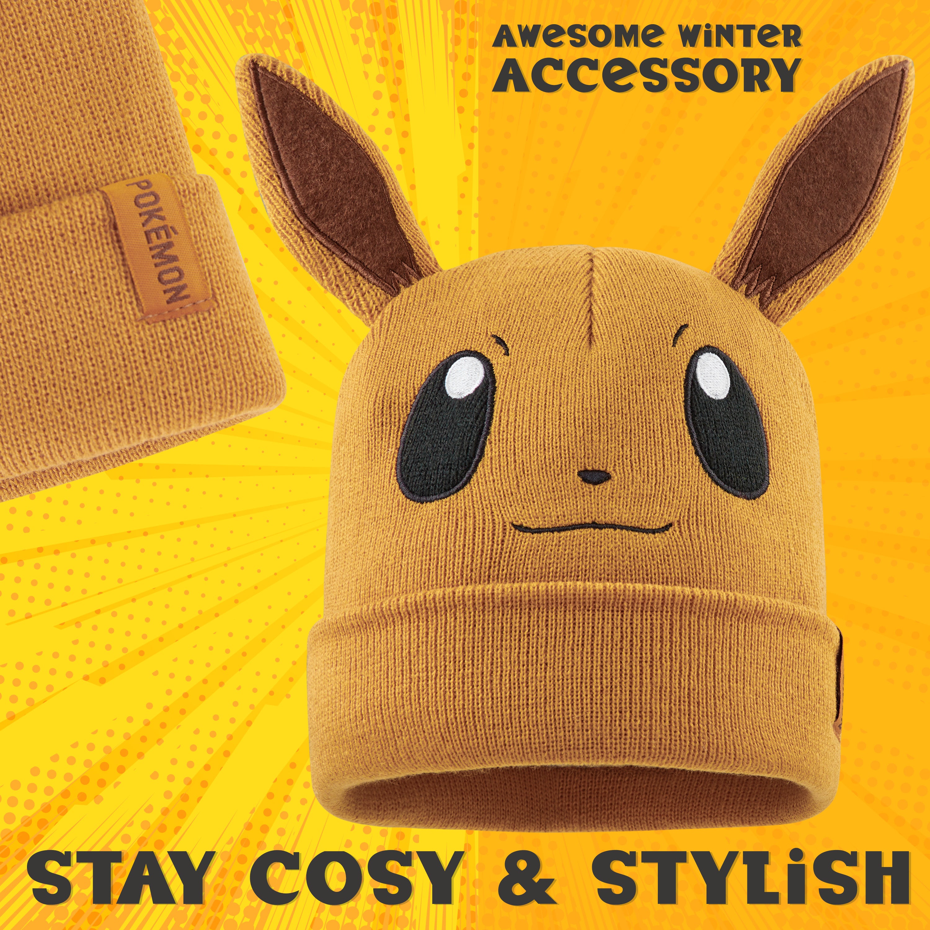 Pokemon Beanie Hat for Kids - Warm Cosy Knitted Winter Hats for Kids One Size - Anime Gifts for Kids - Get Trend