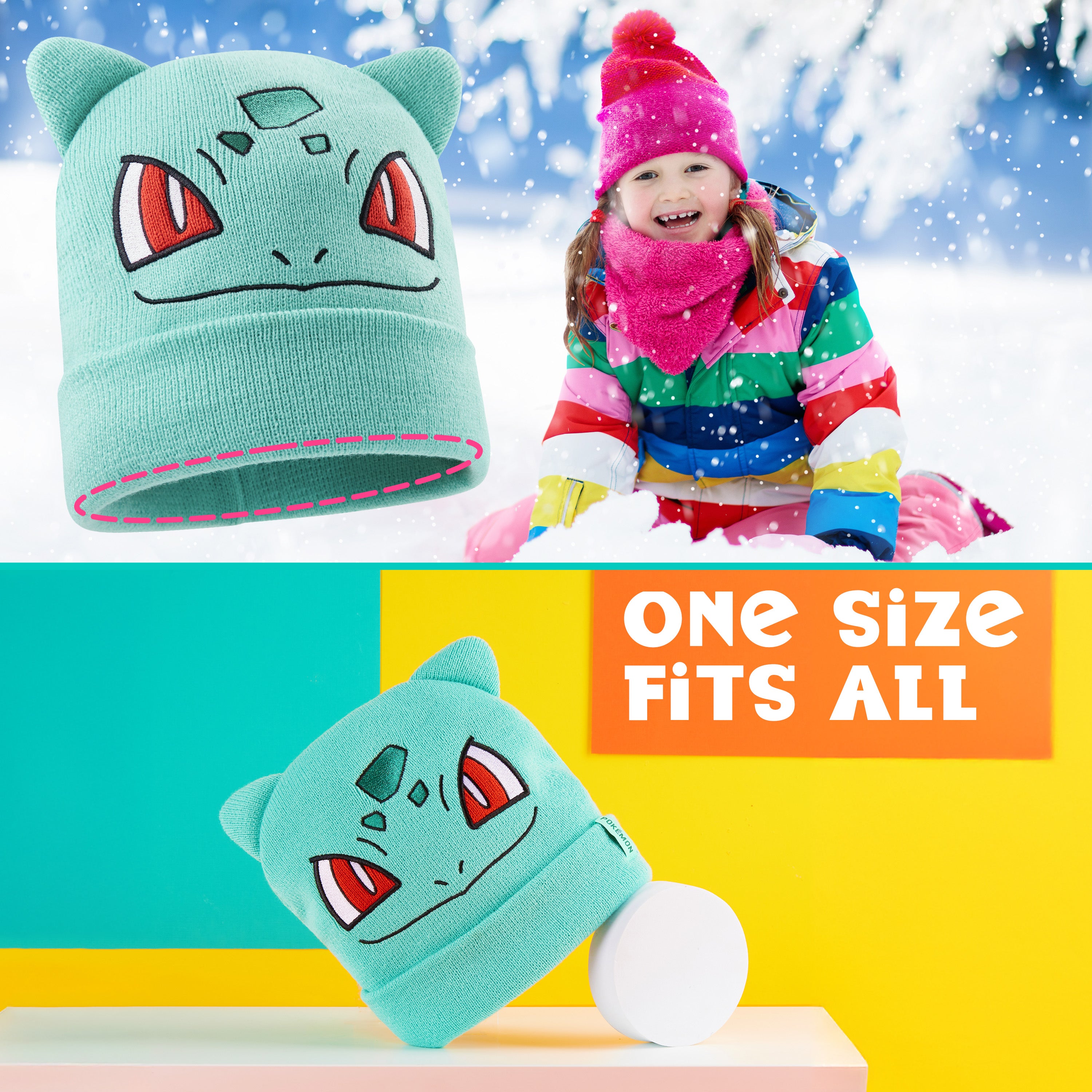 Pokemon Beanie Hat for Kids - Warm Cosy Knitted Winter Hats for Kids One Size - Anime Gifts for Kids - Get Trend