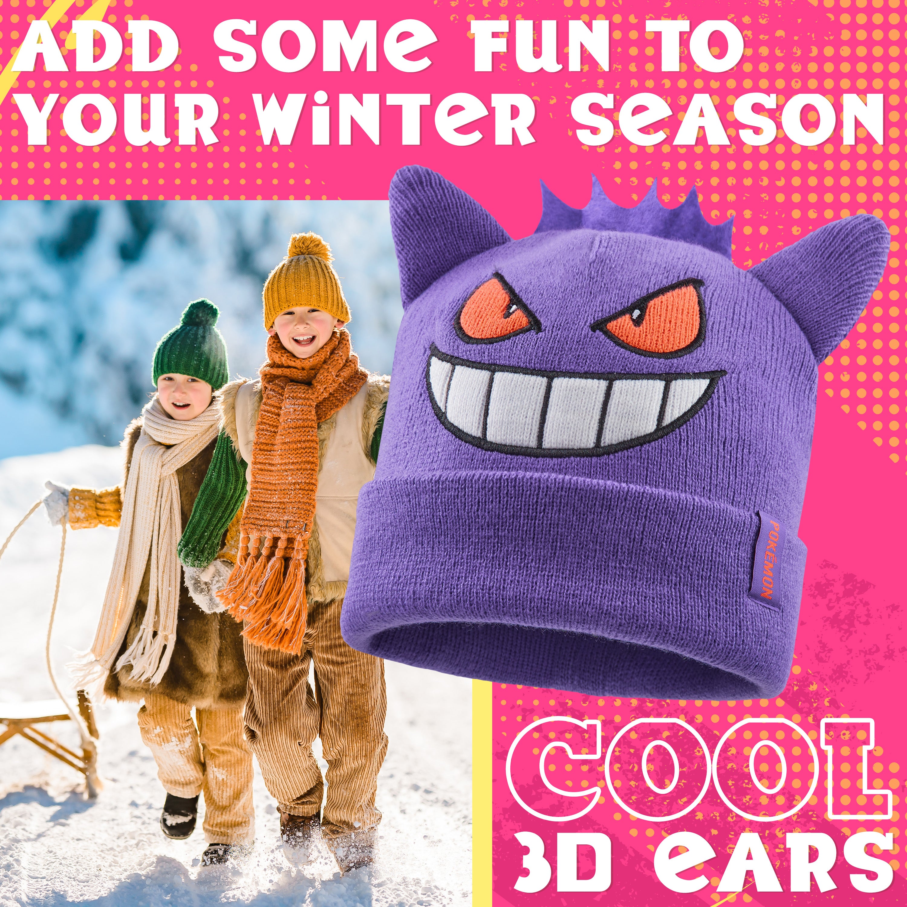 Pokemon Beanie Hat for Kids - Warm Cosy Knitted Winter Hats for Kids One Size - Anime Gifts for Kids - Get Trend