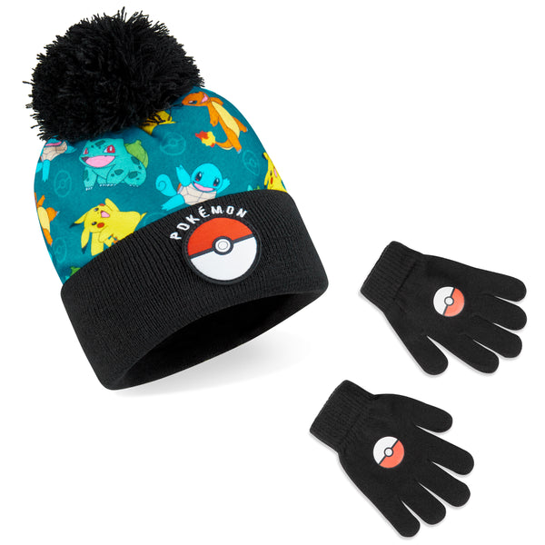 Pokemon Beanie Hat and Gloves Set Kids - 2 Piece Winter Set - Get Trend