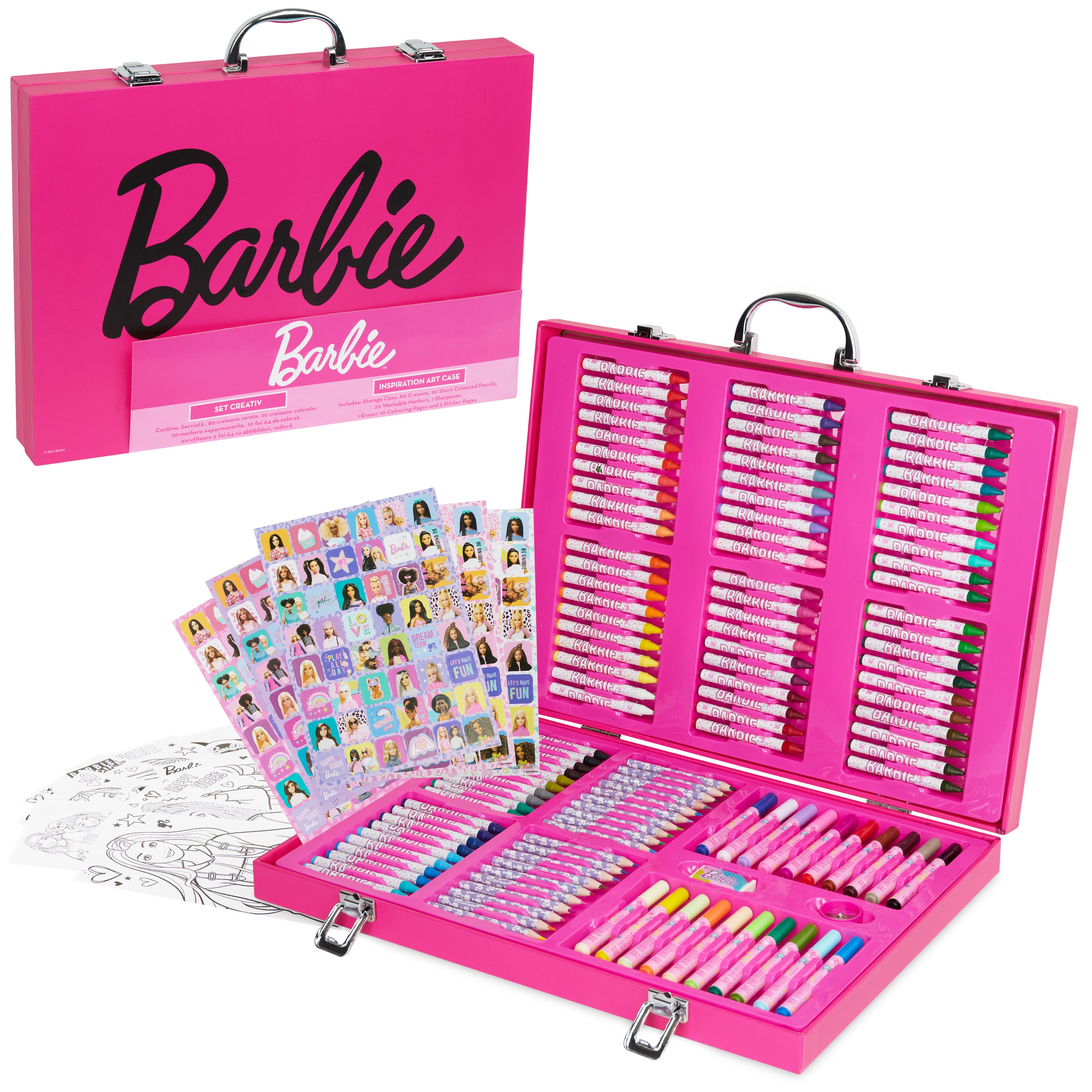 Barbie Art Supplies Set, 130+ Pcs Girls Drawing Colouring Travel Case - Get Trend