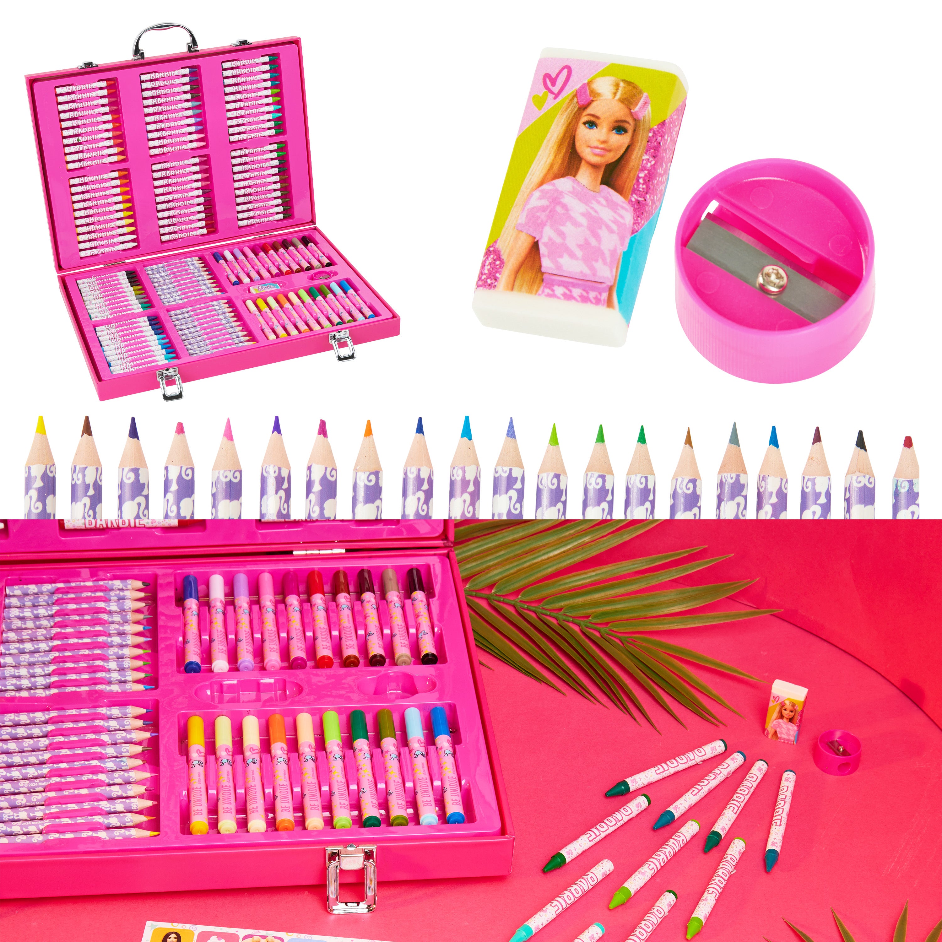 Barbie Art Supplies Set, 130+ Pcs Girls Drawing Colouring Travel Case - Get Trend
