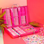 Barbie Art Supplies Set, 130+ Pcs Girls Drawing Colouring Travel Case - Get Trend