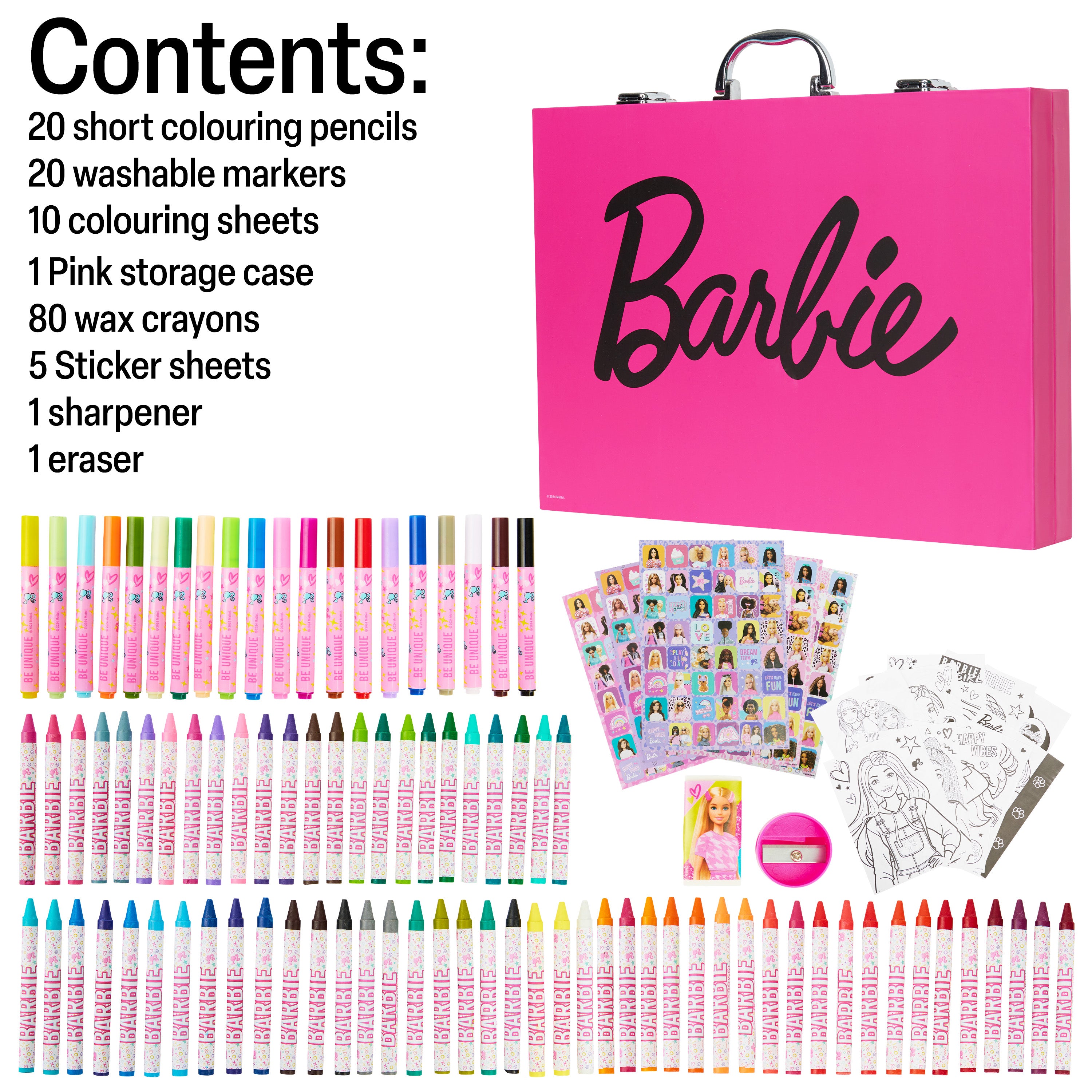 Barbie Art Supplies Set, 130+ Pcs Girls Drawing Colouring Travel Case - Get Trend