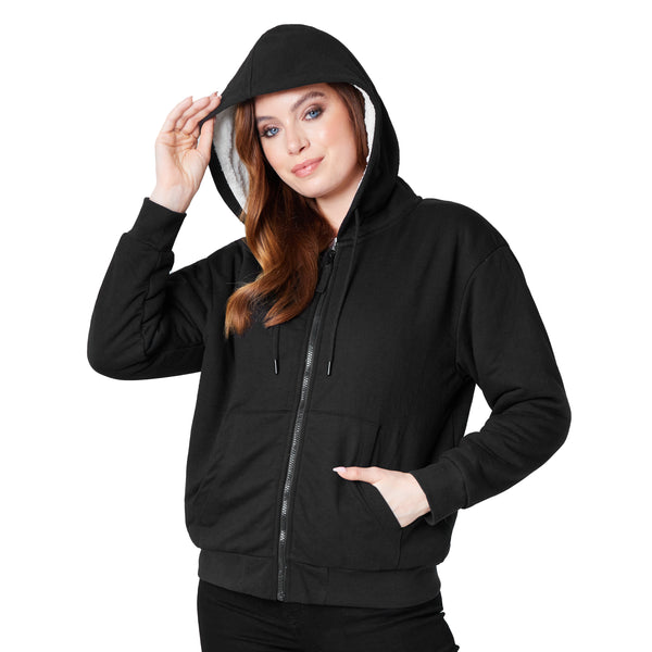 CityComfort Womens Hoodie with Fleece Lining Zip - Get Trend