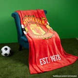 Manchester United F.C. Throw Blanket, 150cm x 127cm Soft Fleece Blanket - Get Trend