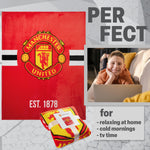Manchester United F.C. Throw Blanket, 150cm x 127cm Soft Fleece Blanket - Get Trend