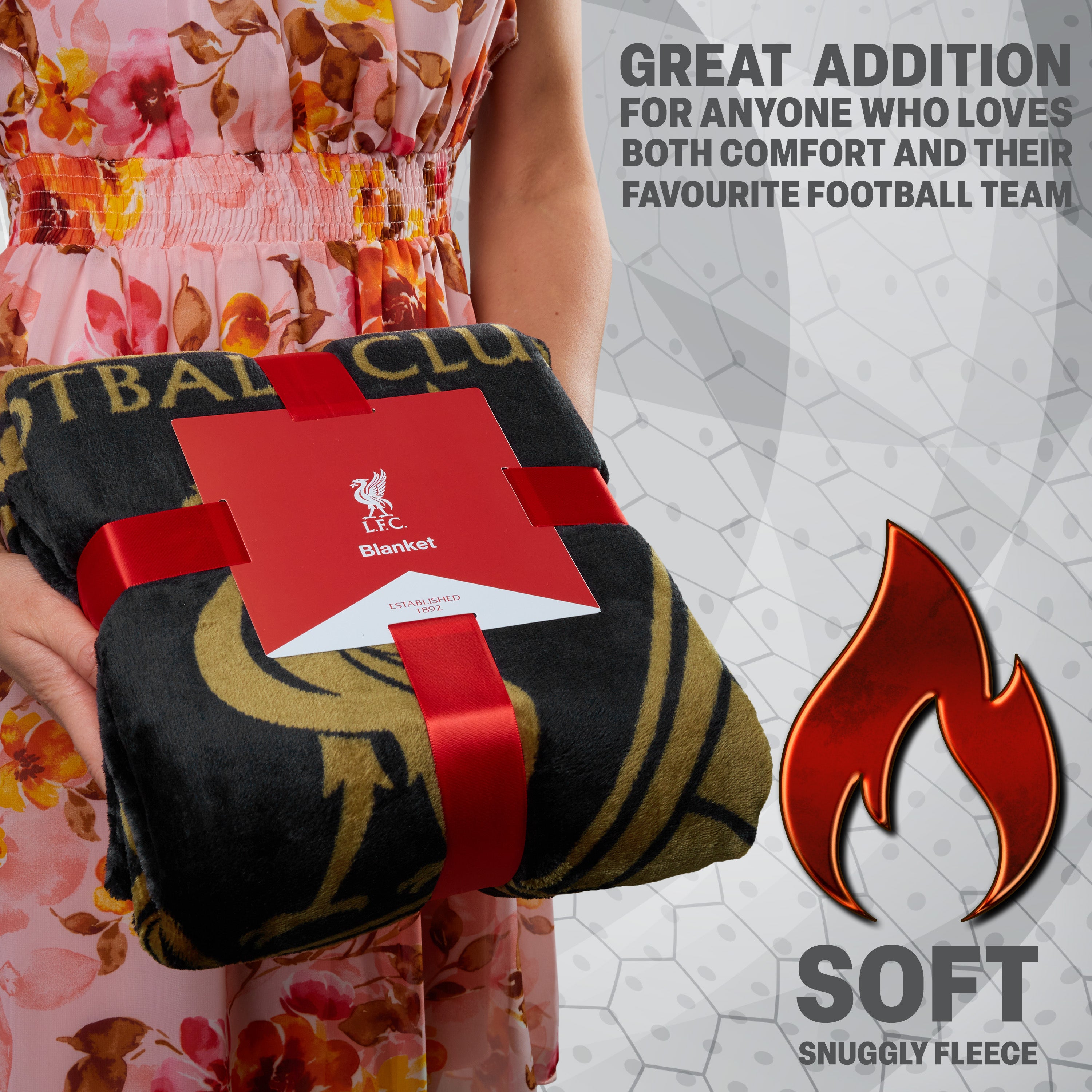 Liverpool F.C. Fleece Bed Blanket Soft Bed Throw 125 x 150cm Liverpool Gifts (Black) - Get Trend