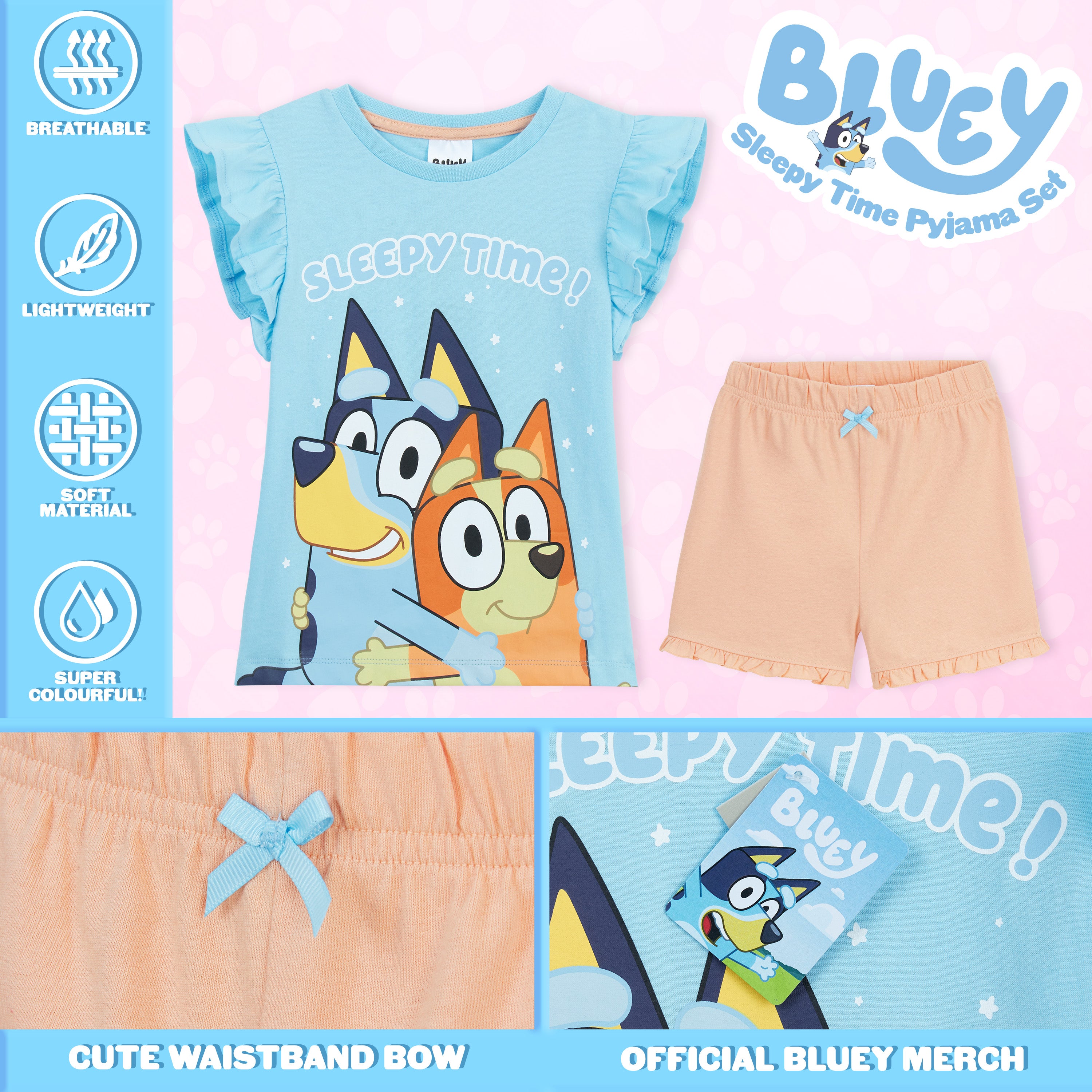 Bluey Pyjamas for Kids Girls and Boys PJs 2 Piece Nightwear T-Shirt Short Kids PJs Summer Soft Breathable Toddlers Lounge Wear Sizes 2-6 Years Bingo Gifts for Girls - Get Trend
