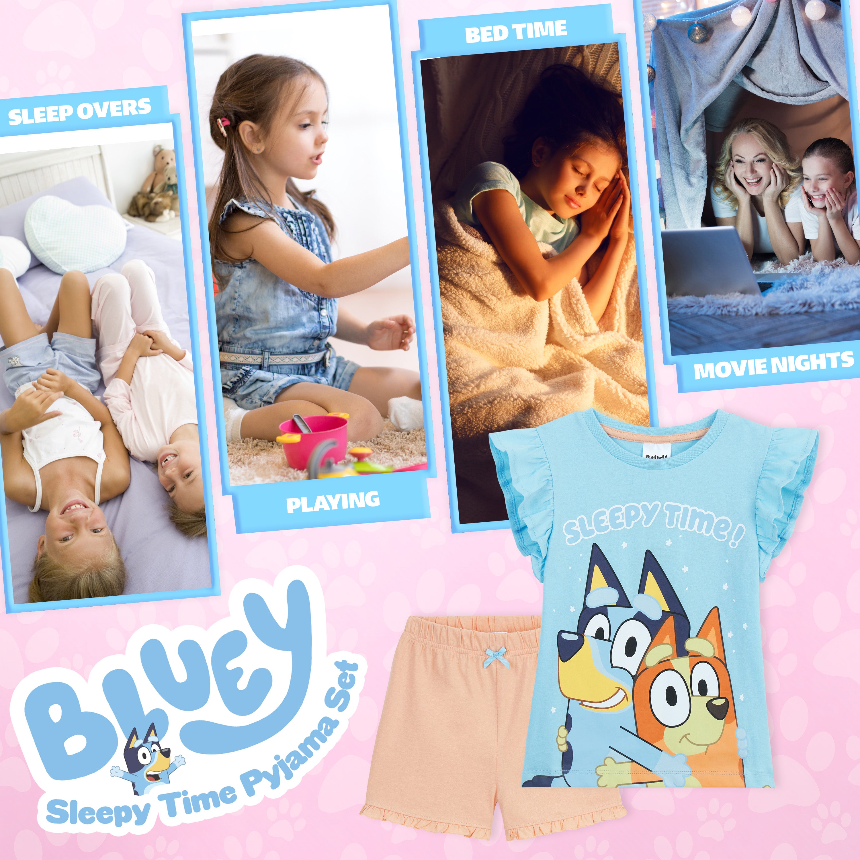Bluey Pyjamas for Kids Girls and Boys PJs 2 Piece Nightwear T-Shirt Short Kids PJs Summer Soft Breathable Toddlers Lounge Wear Sizes 2-6 Years Bingo Gifts for Girls - Get Trend