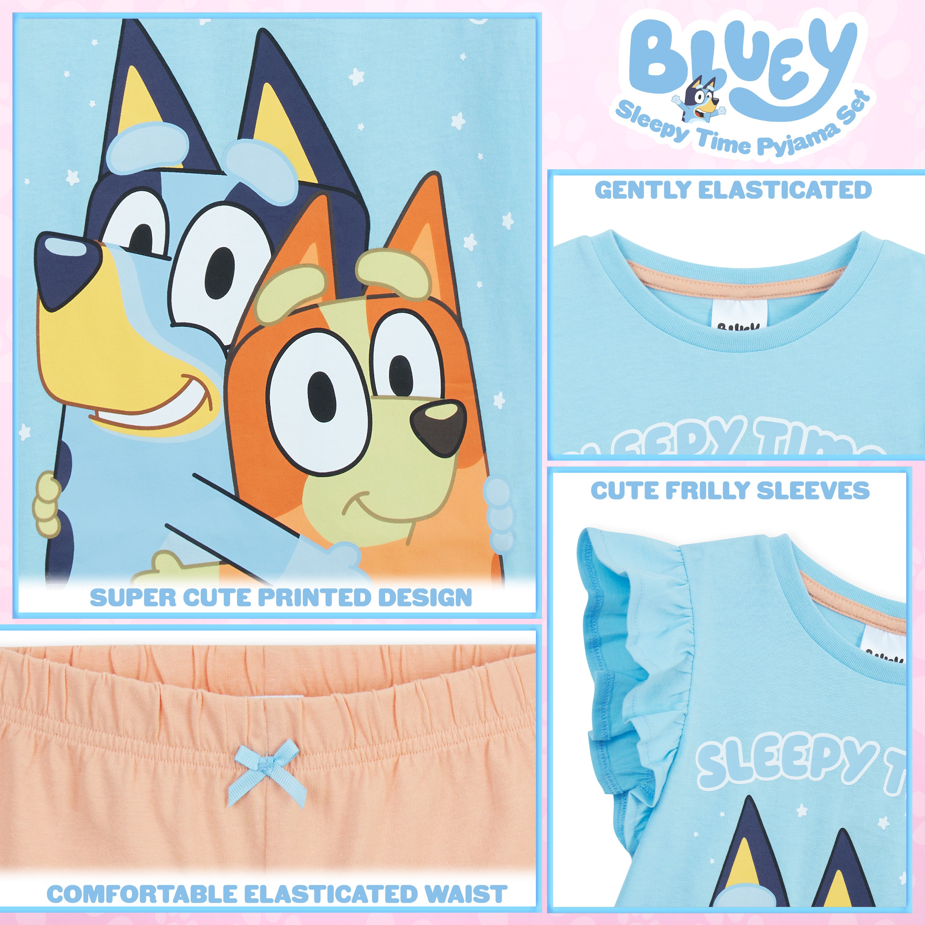 Bluey Pyjamas for Kids Girls and Boys PJs 2 Piece Nightwear T-Shirt Short Kids PJs Summer Soft Breathable Toddlers Lounge Wear Sizes 2-6 Years Bingo Gifts for Girls - Get Trend