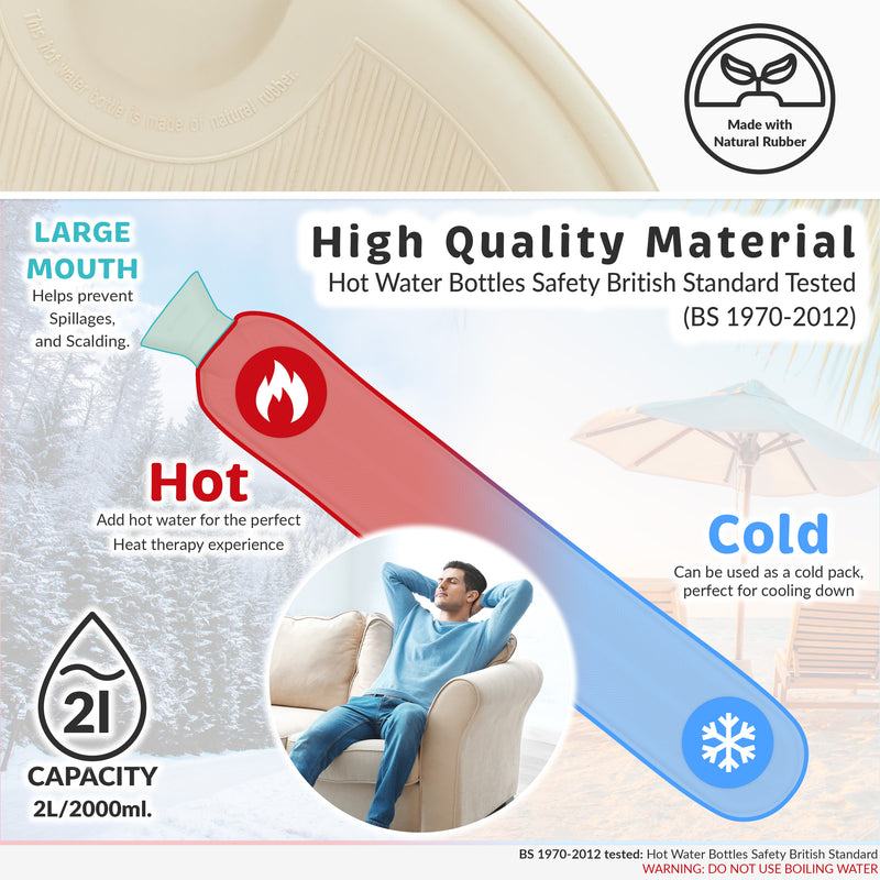 Long Hot Water Bottle 2L - Pack of 2 - Get Trend