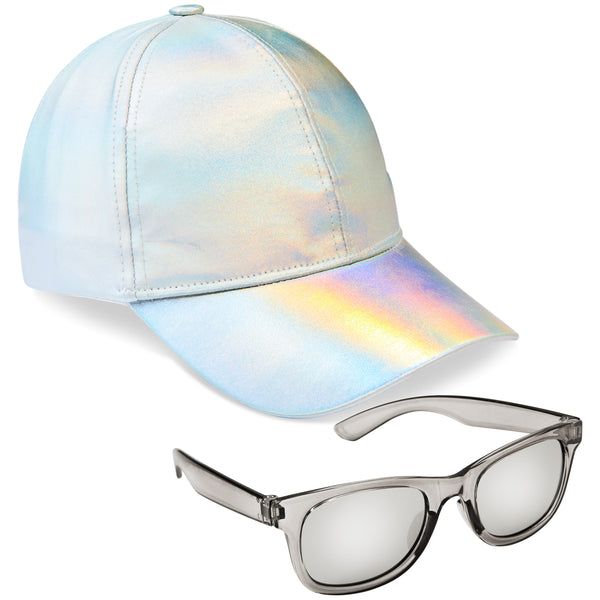 CityComfort Girls Cap and Sunglasses Set, Baseball Cap and UV Sunglasses - Silver