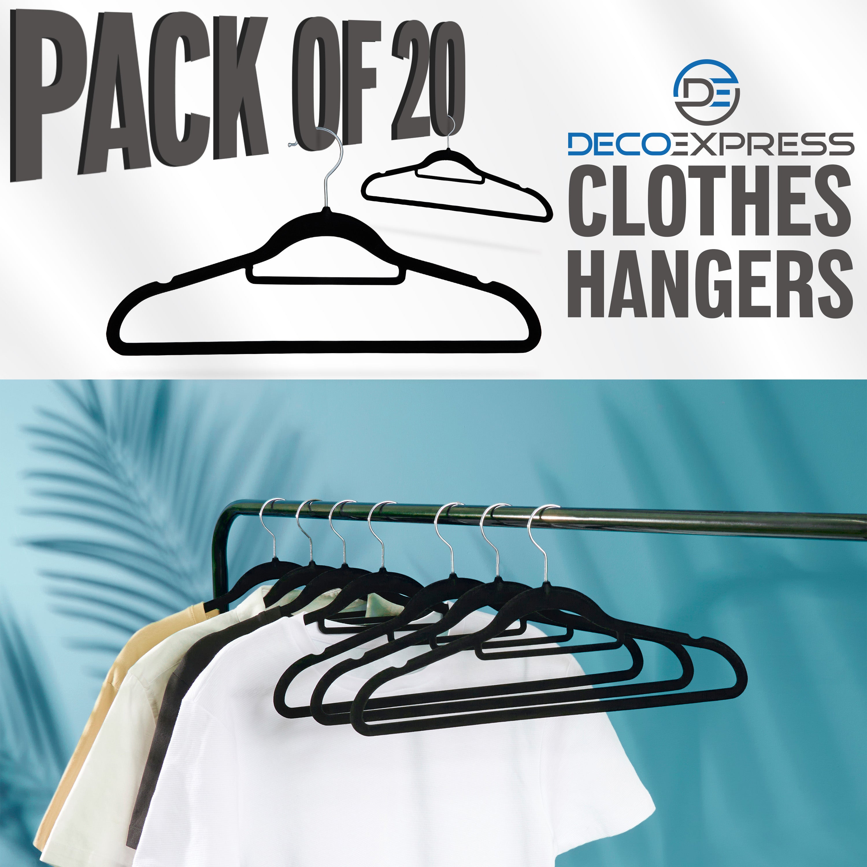 Deco Express Velvet Hangers, Space Saving Non Slip Coat Hangers for Clothes - 20 Pack - Get Trend